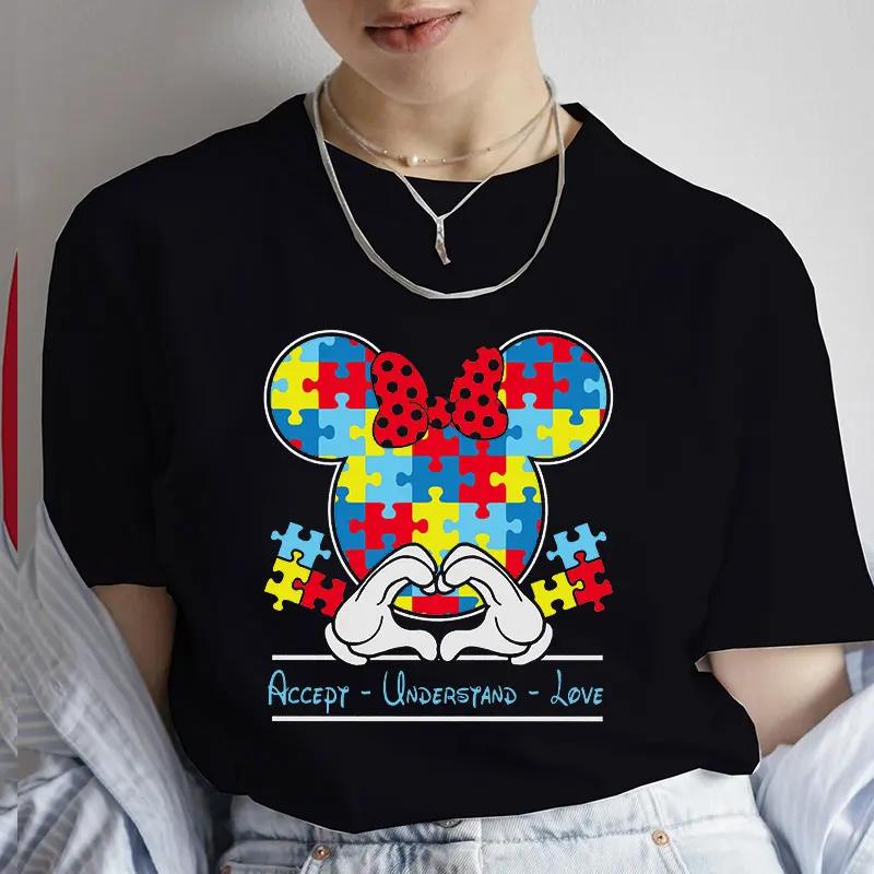 여성용 미적 의류 자폐 인식 티셔츠, 이해의 사랑 티, 패션 Y2k 그래픽 탑, 하라주쿠 스트리트웨어